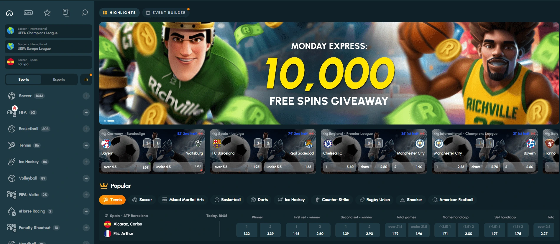 richville casino free bets