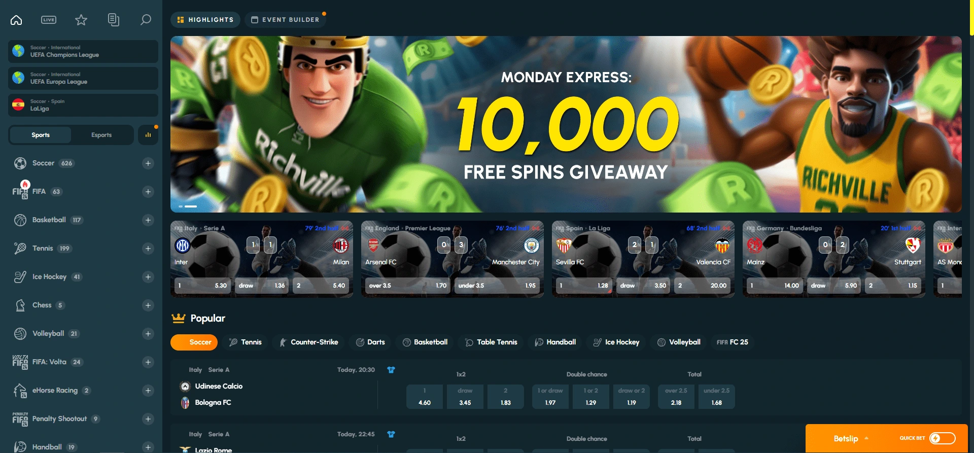 ricvhille sportsbook casino