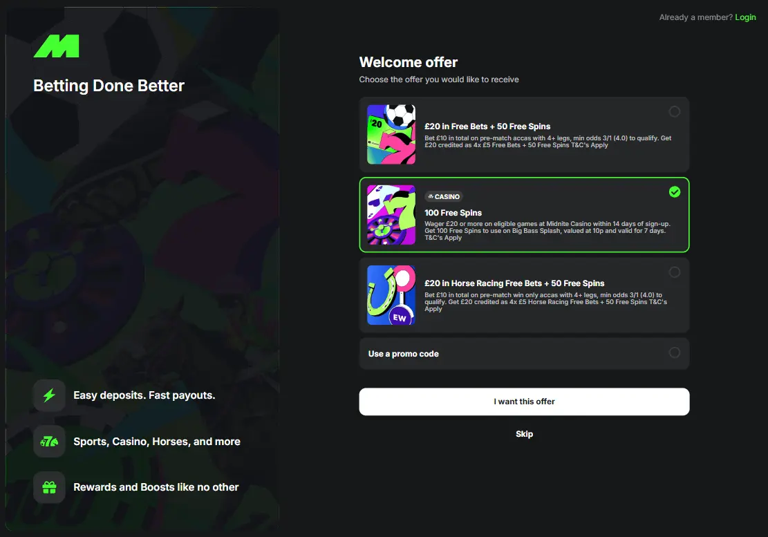 midnite casino online login