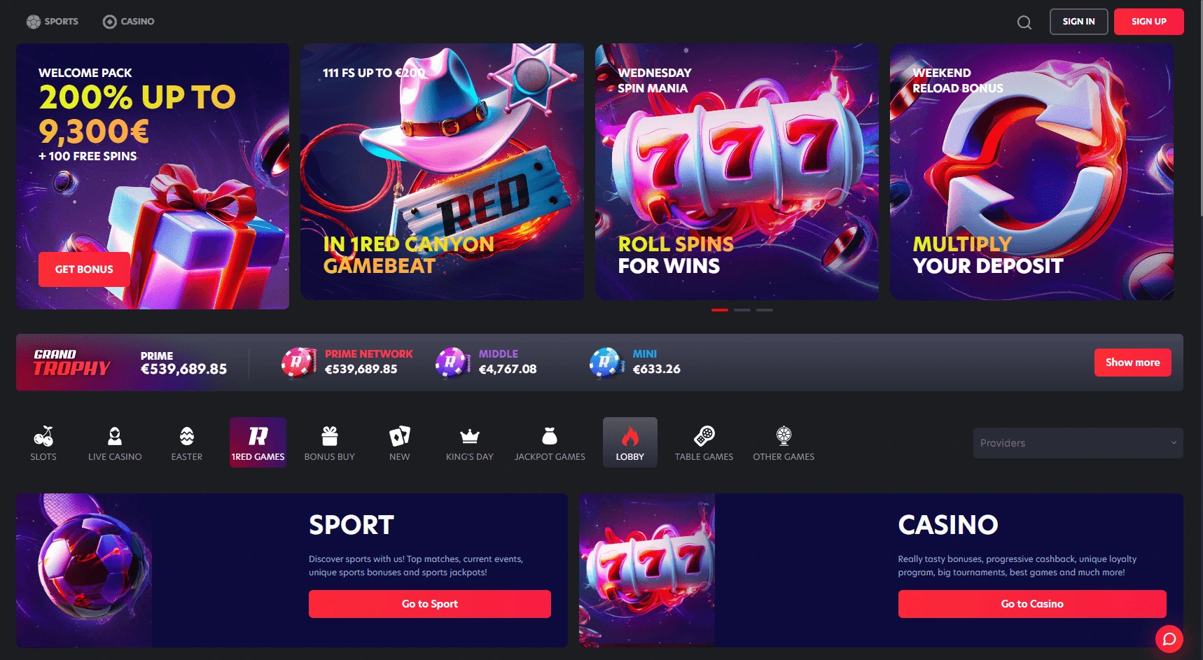 play at 1red online casino for real money