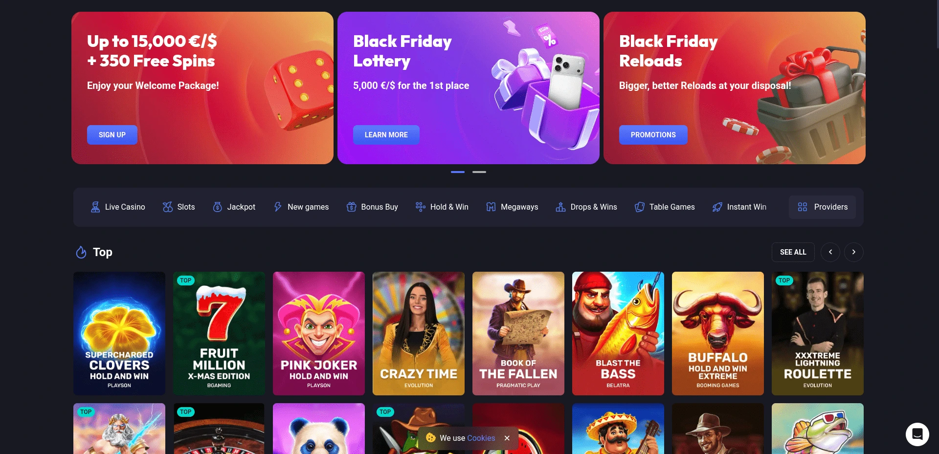 interface mobile d'un casino en ligne